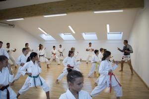 Profesionalni borec in trener borilnih veščin Denis Porčič - Chorchyp je spodbujal otroke v Shotokan karate klubu Postojna